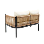 Ensemble de canapé de conversation en fer forgé 4 pièces pour patio extérieur avec table basse en verre trempé