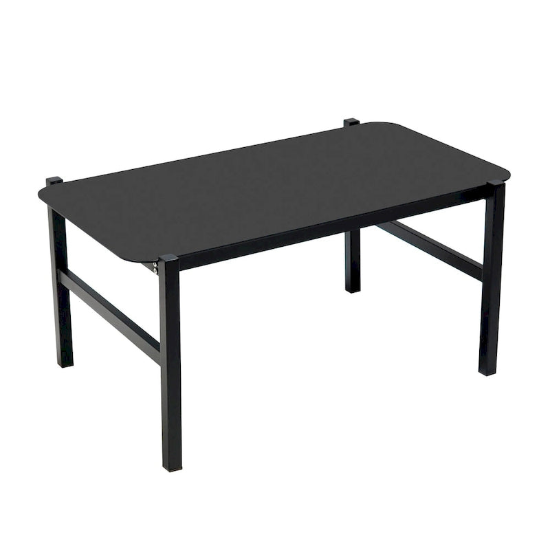 Ensemble de canapé de conversation en fer forgé 4 pièces pour patio extérieur avec table basse en verre trempé
