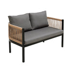 Ensemble de canapé de conversation en fer forgé 4 pièces pour patio extérieur avec table basse en verre trempé