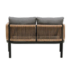 Ensemble de canapé de conversation en fer forgé 4 pièces pour patio extérieur avec table basse en verre trempé