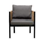 Ensemble de canapé de conversation en fer forgé 4 pièces pour patio extérieur avec table basse en verre trempé