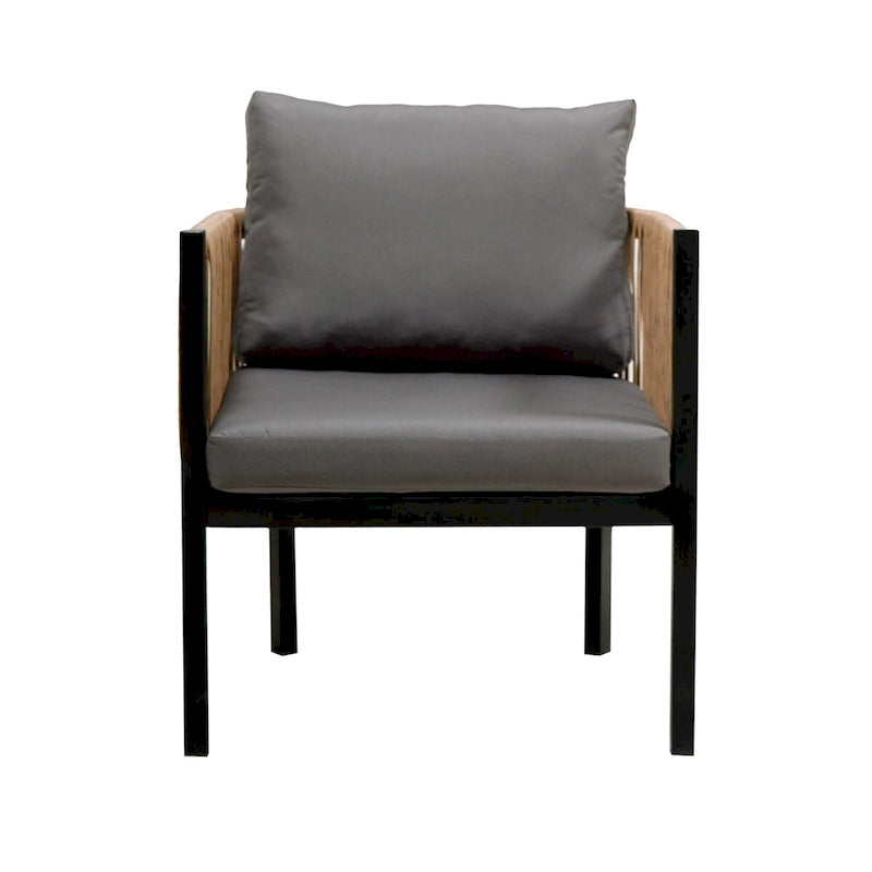 Ensemble de canapé de conversation en fer forgé 4 pièces pour patio extérieur avec table basse en verre trempé