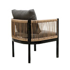 Ensemble de canapé de conversation en fer forgé 4 pièces pour patio extérieur avec table basse en verre trempé