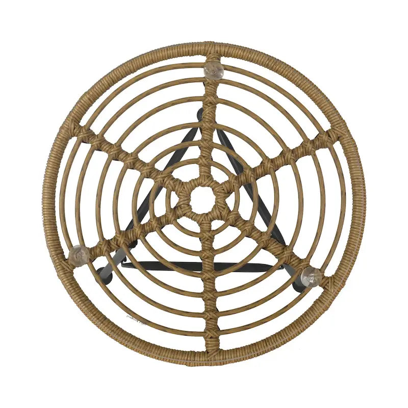 Table d'appoint d'extérieur Tee, 51 cm (20 pouces), tressage en rotin, plateau en verre, structure en acier