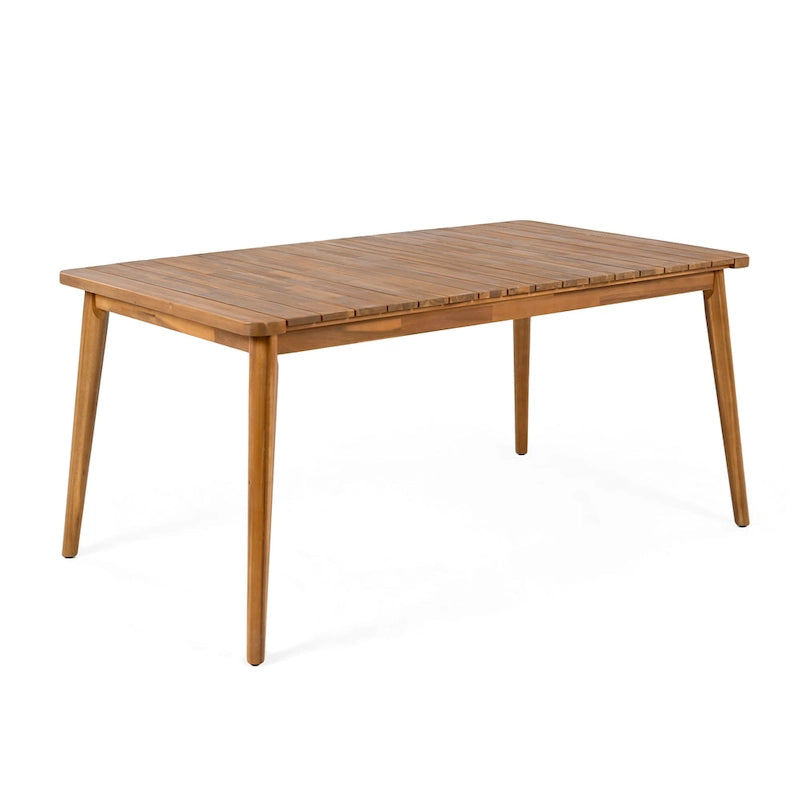 Table de salle à manger en bois d'acacia pour 6 personnes, style campagnard, en teck, capacité de charge 82 kg (180 lb), 63 L