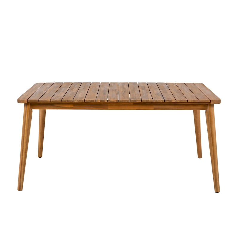 Table de salle à manger en bois d'acacia pour 6 personnes, style campagnard, en teck, capacité de charge 82 kg (180 lb), 63 L