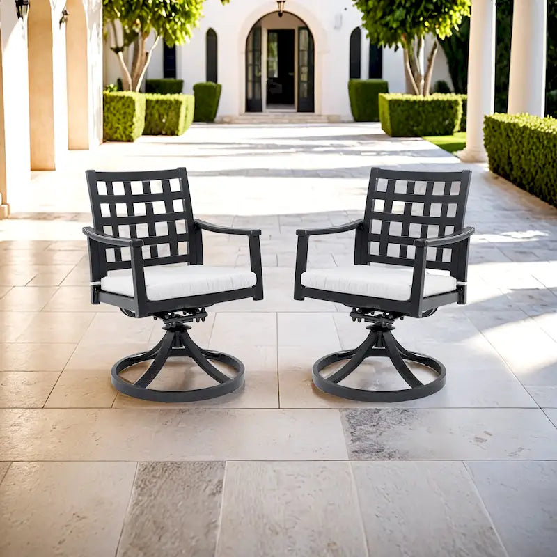 Ensemble de salle à manger pivotant 2 pièces en aluminium moulé pour patio extérieur moderne