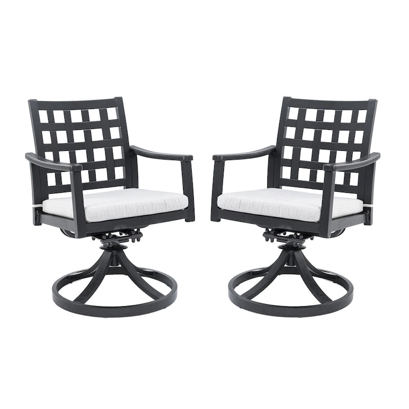 Ensemble de salle à manger pivotant 2 pièces en aluminium moulé pour patio extérieur moderne