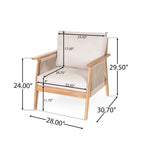 Chaise de patio extérieure en bois d'acacia et corde avec coussins (simple)