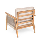 Chaise de patio extérieure en bois d'acacia et corde avec coussins (simple)