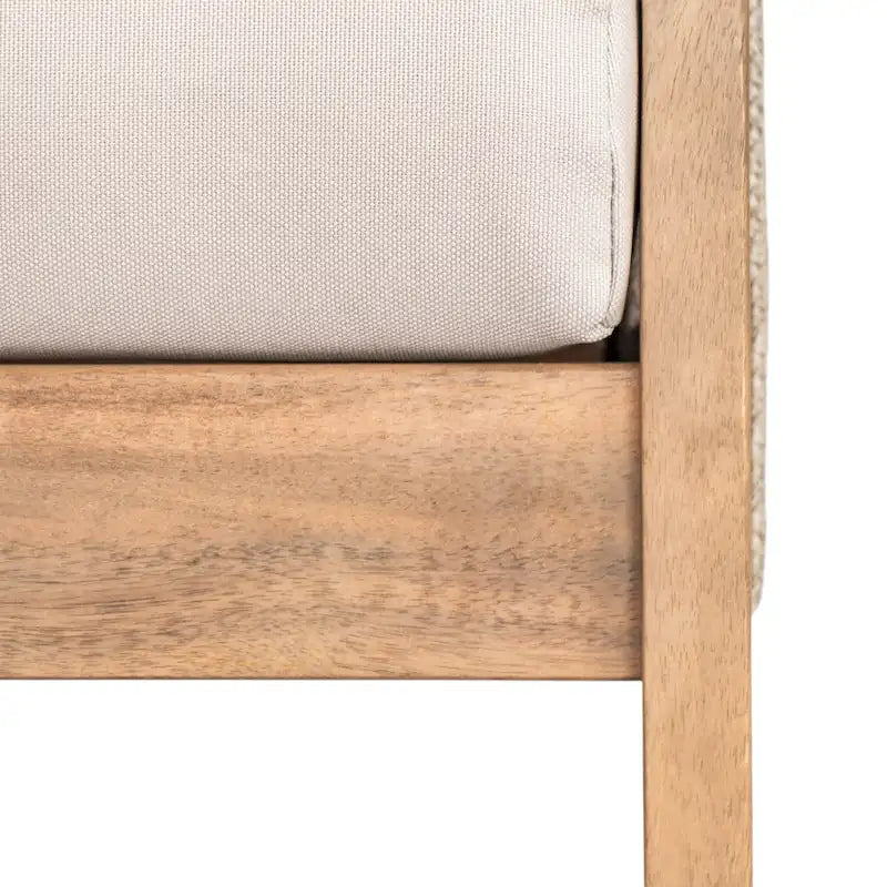 Chaise de patio extérieure en bois d'acacia et corde avec coussins (simple)