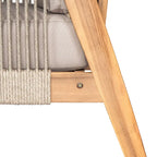 Chaise de patio extérieure en bois d'acacia et corde avec coussins (simple)