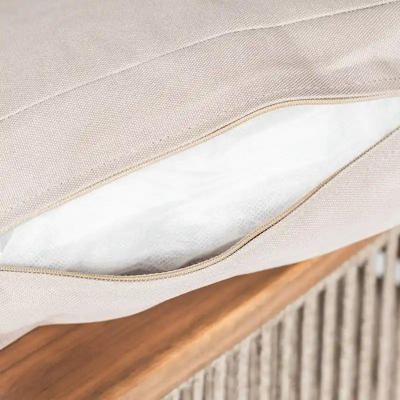 Chaise de patio extérieure en bois d'acacia et corde avec coussins (simple)