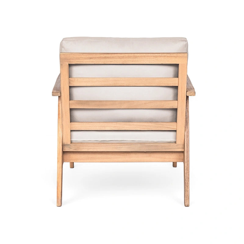 Chaise de patio extérieure en bois d'acacia et corde avec coussins (simple)