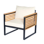 Chaise de patio d'extérieur en bois d'acacia et métal avec coussins (ensemble de 2)