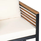 Chaise de patio d'extérieur en bois d'acacia et métal avec coussins (ensemble de 2)