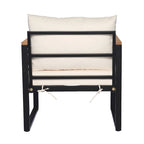 Chaise de patio d'extérieur en bois d'acacia et métal avec coussins (ensemble de 2)