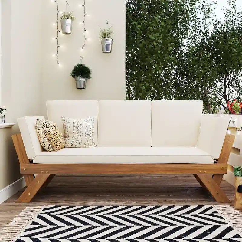 Canapé-lit de jardin réglable en bois