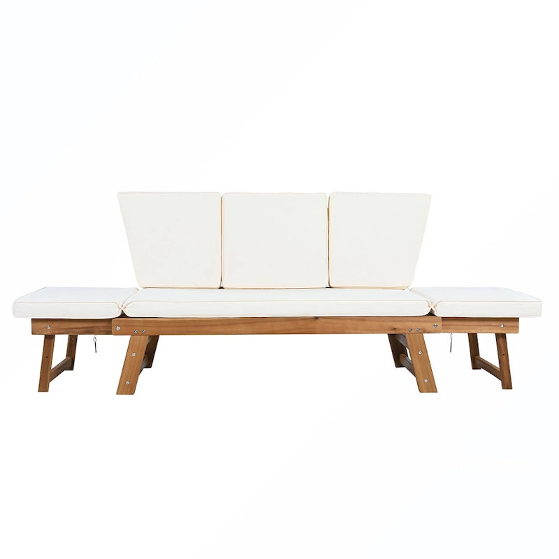 Canapé-lit de jardin réglable en bois