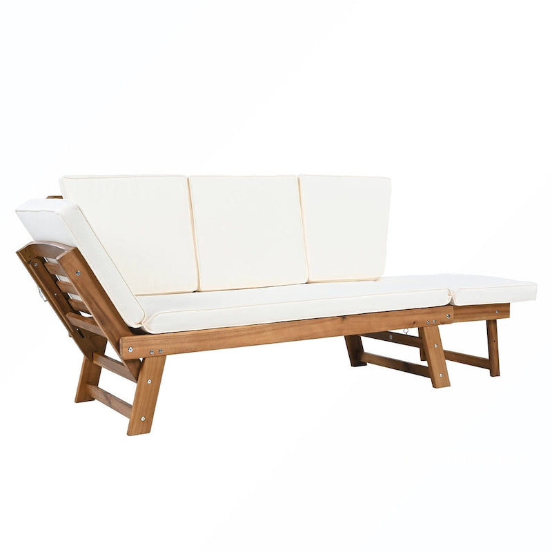 Canapé-lit de jardin réglable en bois