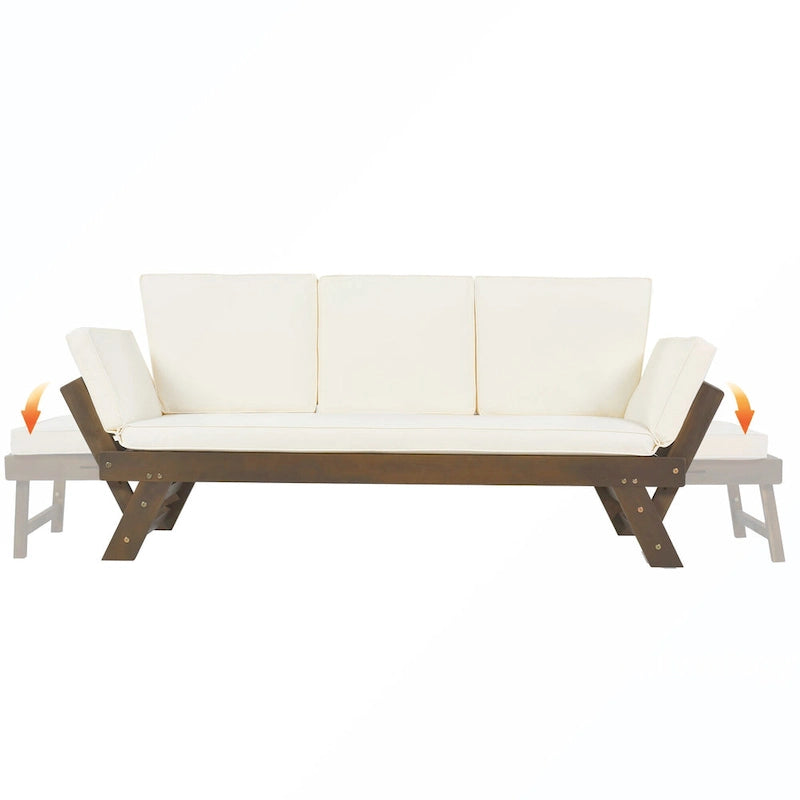 Canapé-lit de jardin réglable en bois