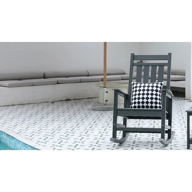 Fauteuil à bascule surdimensionné avec texture bois, fauteuil à bascule d'extérieur pour adultes, résistant aux intempéries, pour porche, pelouse ou jardin.