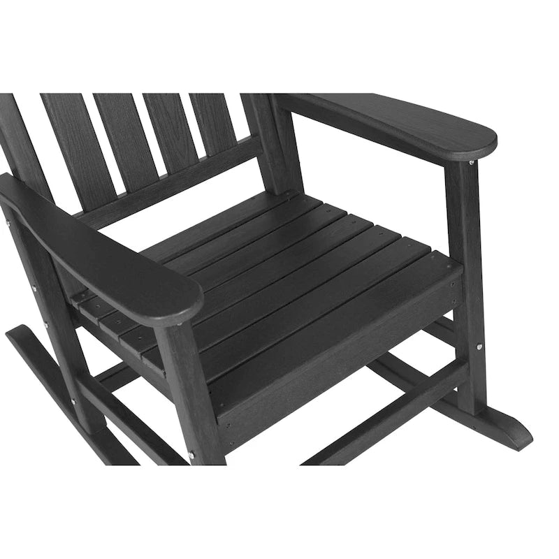 Fauteuil à bascule surdimensionné avec texture bois, fauteuil à bascule d'extérieur pour adultes, résistant aux intempéries, pour porche, pelouse ou jardin.