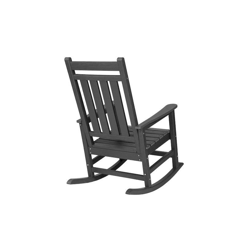 Fauteuil à bascule surdimensionné avec texture bois, fauteuil à bascule d'extérieur pour adultes, résistant aux intempéries, pour porche, pelouse ou jardin.