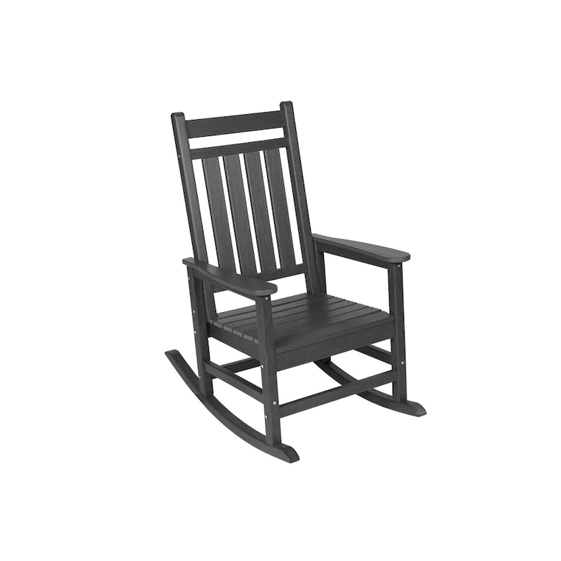 Fauteuil à bascule surdimensionné avec texture bois, fauteuil à bascule d'extérieur pour adultes, résistant aux intempéries, pour porche, pelouse ou jardin.