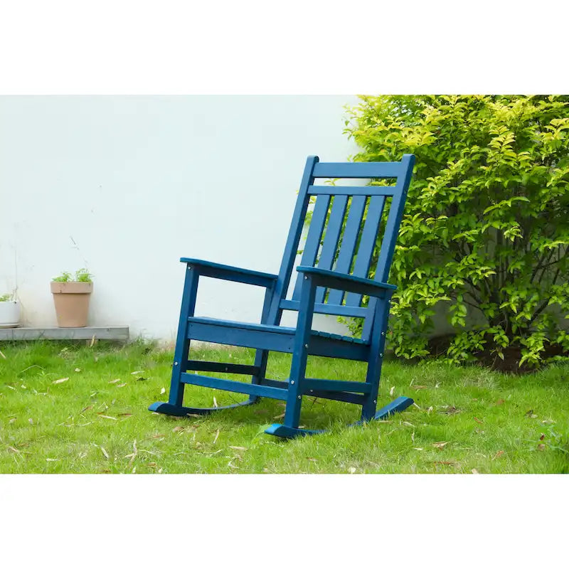 Fauteuil à bascule surdimensionné avec texture bois, fauteuil à bascule d'extérieur pour adultes, résistant aux intempéries, pour porche, pelouse ou jardin.