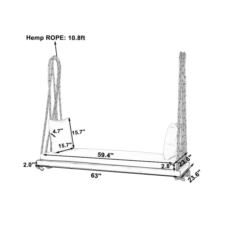 Banc suspendu de véranda avec coussin et oreillers
