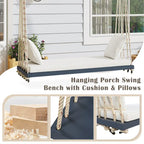 Banc suspendu de véranda avec coussin et oreillers