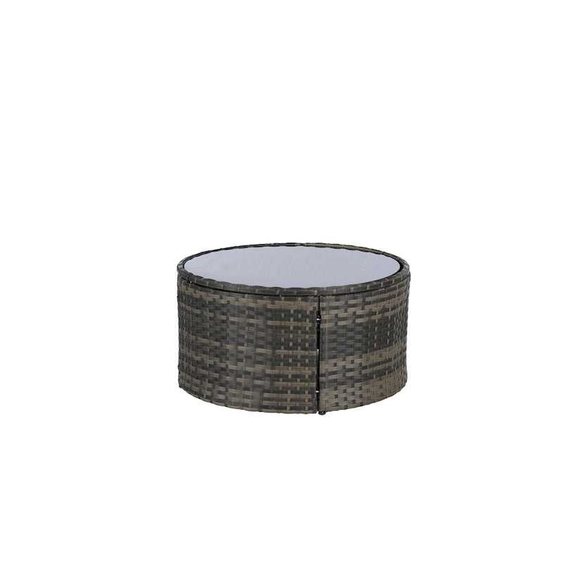 Ensemble de canapé d'angle demi-lune 7 pièces avec table en verre