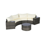 Ensemble de canapé d'angle demi-lune 7 pièces avec table en verre