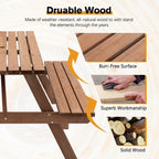 Table de pique-nique extérieure en bois pour 8 personnes avec bancs intégrés, table à manger de camping en plein air