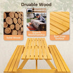 Table de pique-nique extérieure en bois pour 8 personnes avec bancs intégrés, table à manger de camping en plein air