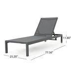 Ensemble de 2 chaises longues Cape Coral grises, réglables, en maille, avec roulettes, 195 cm (77 po).