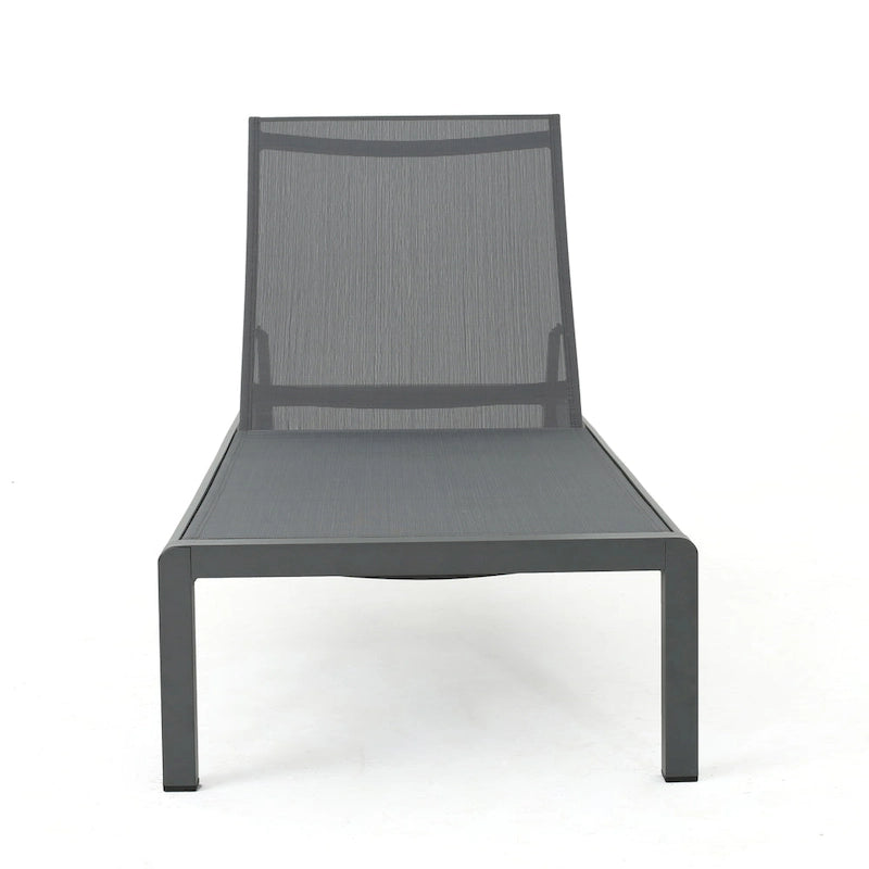 Ensemble de 2 chaises longues Cape Coral grises, réglables, en maille, avec roulettes, 195 cm (77 po).