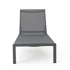 Ensemble de 2 chaises longues Cape Coral grises, réglables, en maille, avec roulettes, 195 cm (77 po).