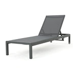 Ensemble de 2 chaises longues Cape Coral grises, réglables, en maille, avec roulettes, 195 cm (77 po).