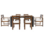 Ensemble de salle à manger d'extérieur 7 pièces en bois d'acacia, mobilier de patio résistant aux intempéries avec trou pour parasol, 2 fauteuils et 4 chaises.