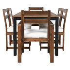 Ensemble de salle à manger d'extérieur 7 pièces en bois d'acacia, mobilier de patio résistant aux intempéries avec trou pour parasol, 2 fauteuils et 4 chaises.