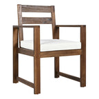 Ensemble de salle à manger d'extérieur 7 pièces en bois d'acacia, mobilier de patio résistant aux intempéries avec trou pour parasol, 2 fauteuils et 4 chaises.
