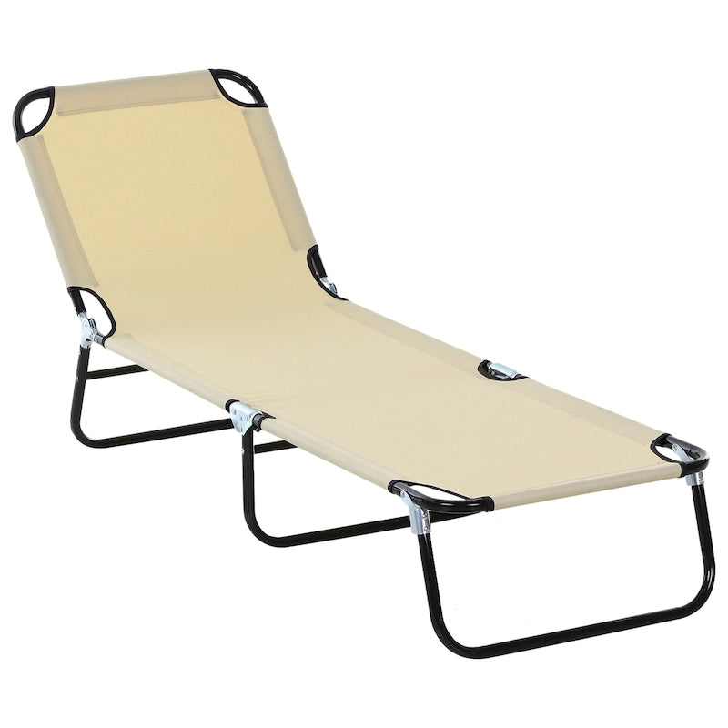 Chaise longue pliante d'extérieur avec dossier inclinable 5 positions, assise en tissu Oxford pour la plage, le jardin et la terrasse.