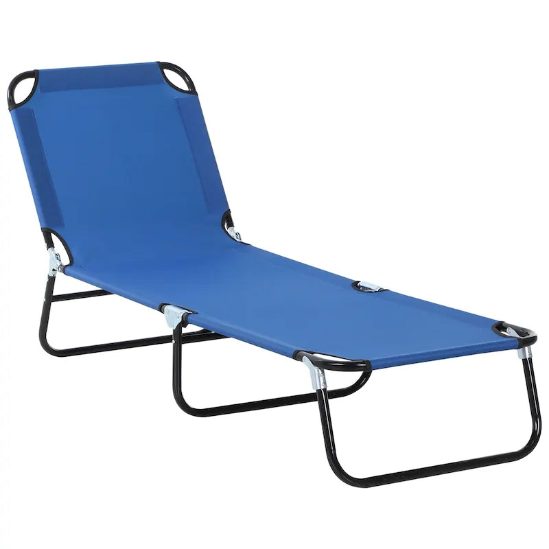 Chaise longue pliante d'extérieur avec dossier inclinable 5 positions, assise en tissu Oxford pour la plage, le jardin et la terrasse.