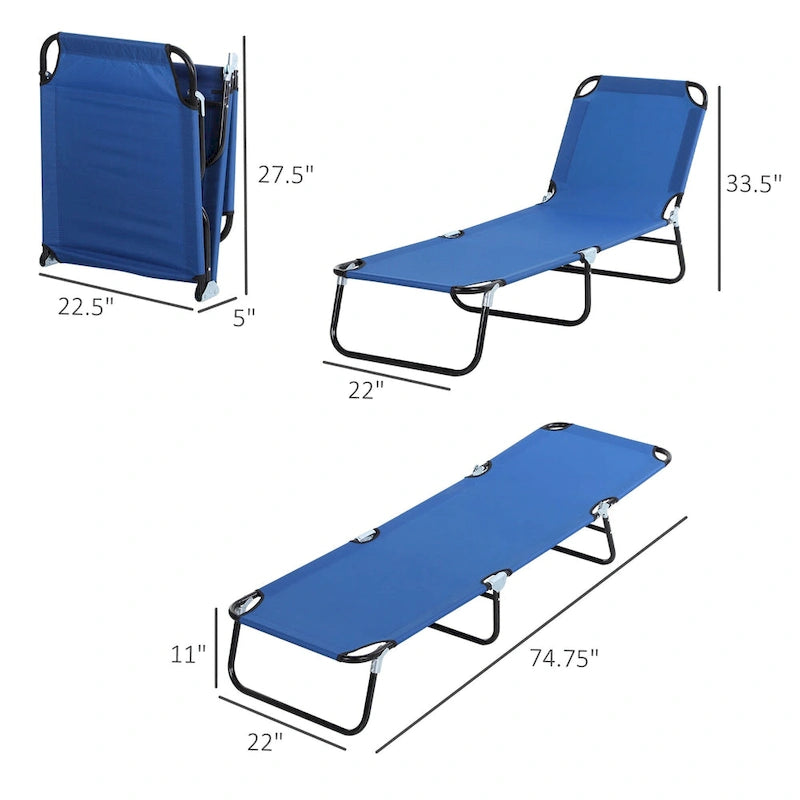 Chaise longue pliante d'extérieur avec dossier inclinable 5 positions, assise en tissu Oxford pour la plage, le jardin et la terrasse.