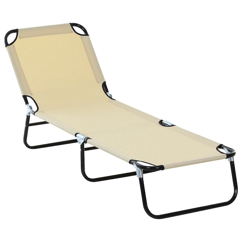Chaise longue pliante d'extérieur avec dossier inclinable 5 positions, assise en tissu Oxford pour la plage, le jardin et la terrasse.