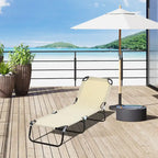 Chaise longue pliante d'extérieur avec dossier inclinable 5 positions, assise en tissu Oxford pour la plage, le jardin et la terrasse.