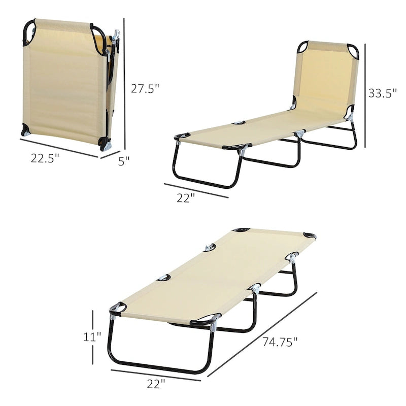 Chaise longue pliante d'extérieur avec dossier inclinable 5 positions, assise en tissu Oxford pour la plage, le jardin et la terrasse.