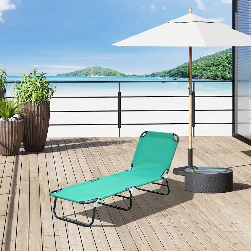 Chaise longue pliante d'extérieur avec dossier inclinable 5 positions, assise en tissu Oxford pour la plage, le jardin et la terrasse.